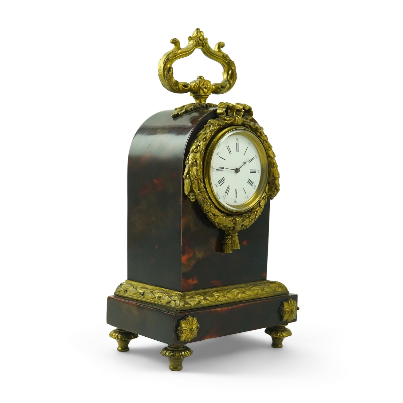 A 19th century French tortoiseshell mantel timepiece